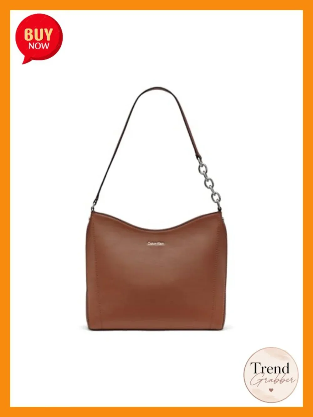 Vegan Leather Hobo Shoulder Bag Chain Strap Zip Pockets
